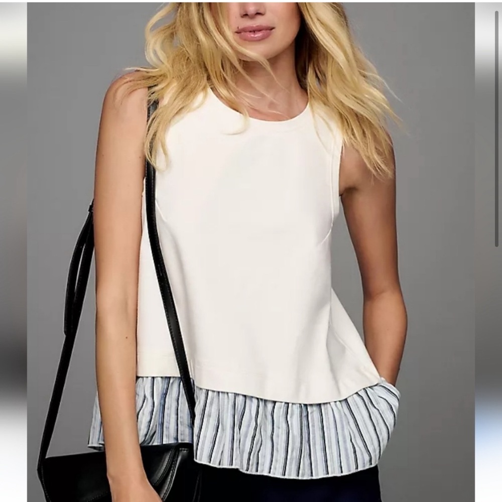 Anthropologie Sleeveless White open back twofer Tank Top